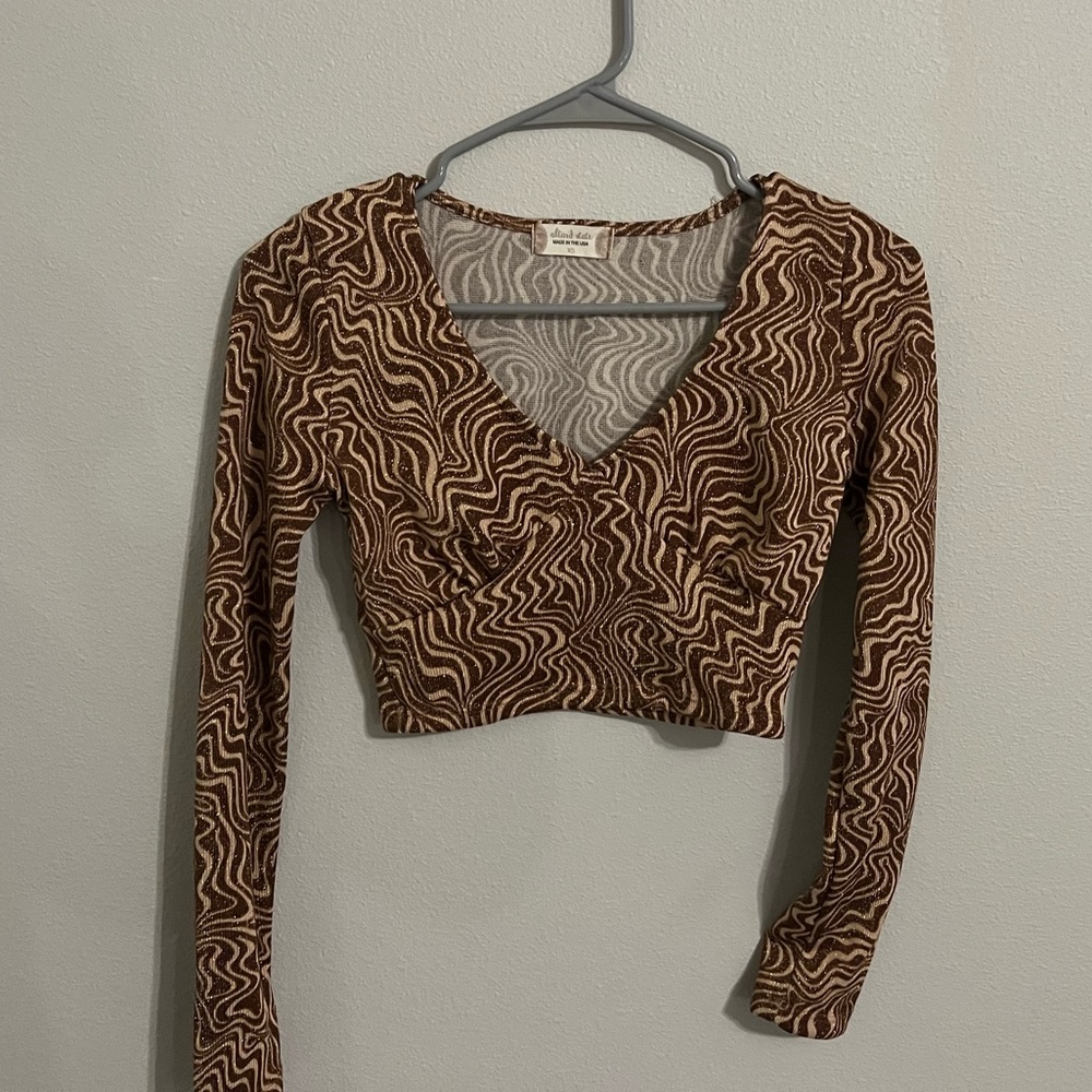 Altard State Long Sleeve Sparkly Crop Top.